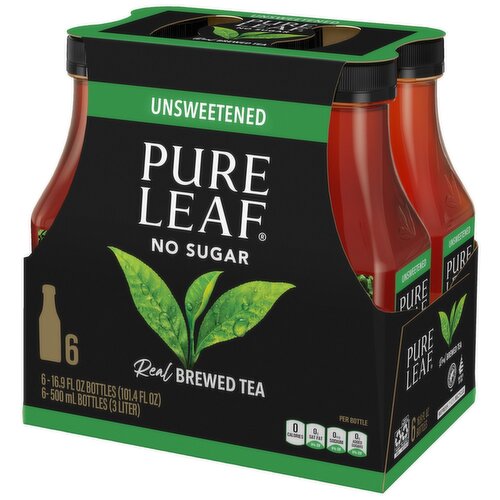 Pure Leaf Real Brewed Tea Unsweetened 16.9 Fl Oz, 6 Count