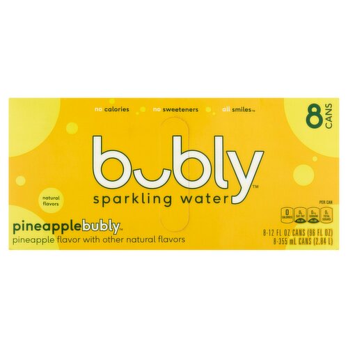 Bubly Pineapplebubly Sparkling Water, 12 fl oz, 8 count