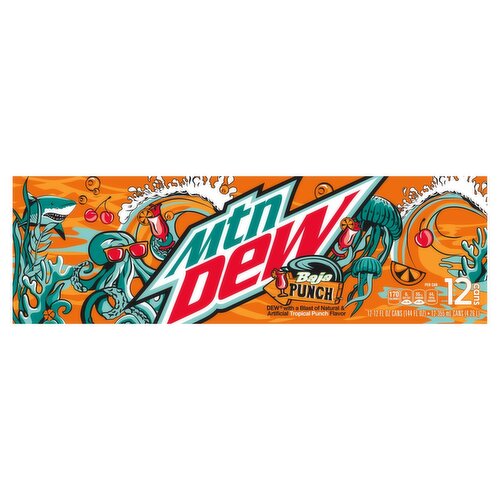 Mtn Dew Baja Punch DEW With A Blast Of Natural and Artificial Tropical Punch Flavor 12 Fl Oz 12 Ct