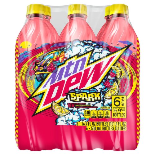 Mtn Dew Spark DEW Raspberry Lemonade Flavor 16.9 Fl Oz 6 Count