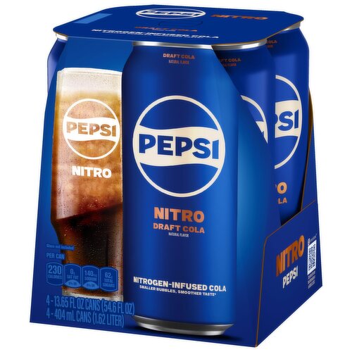 Pepsi Nitro Nitrogen-Infused Cola Draft Cola Natural Flavor 13.65 Fl Oz 4 Count Cans