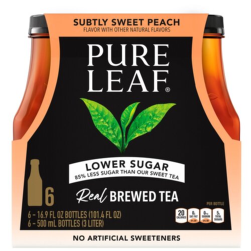 Pure Leaf Lower Sugar Real Brewed Tea Subtly Sweet Peach 16.9 Fl Oz 6 Count