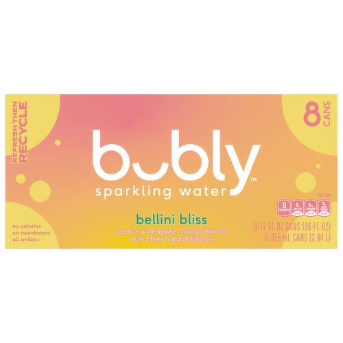 Bubly Sparkling Water Bellini Bliss 12 Fl Oz, 8 Count