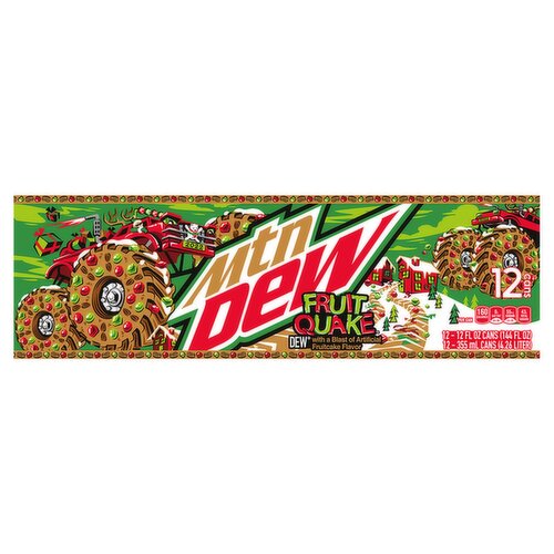 Mtn Dew Fruit Quake Soda, 12 fl oz, 12 count