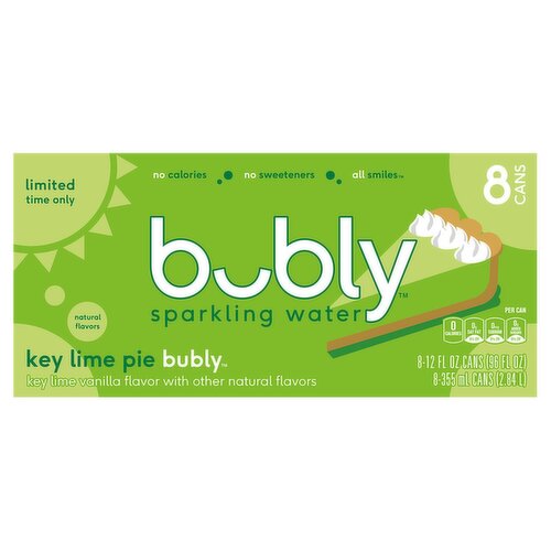 Bubly Key Lime Pie Sparkling Water, 12 fl oz, 8 count
