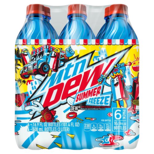 Mtn Dew Summer Freeze Soda, 16.9 fl oz, 6 count