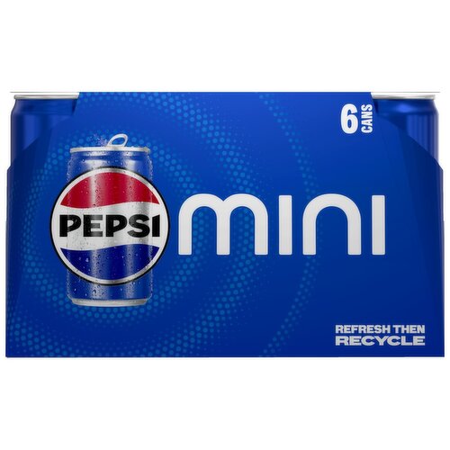 Pepsi Mini Soda Cola 7.5 Fl Oz 6 Count