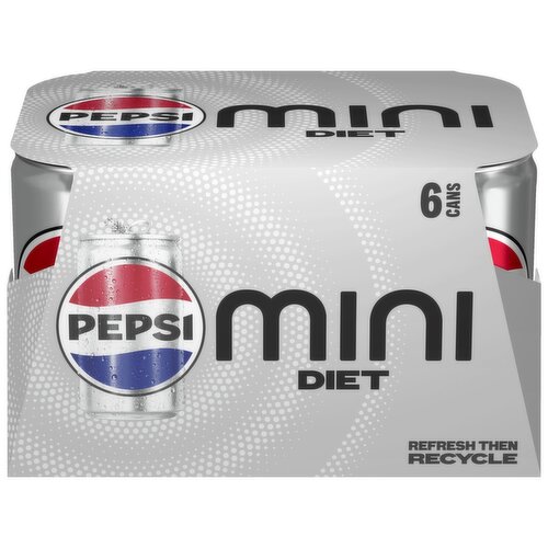 Pepsi Mini Diet Soda Cola 7.5 Fl Oz, 6 Count