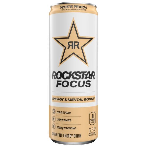 Rockstar Focus Sugar Free Energy Drink White Peach 12 Fl Oz