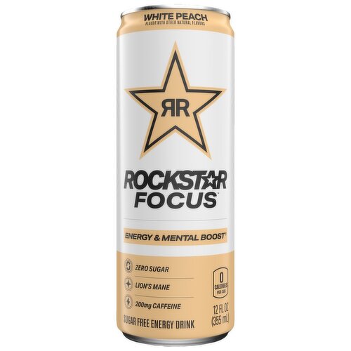 Rockstar Focus Sugar Free Energy Drink White Peach 12 Fl Oz