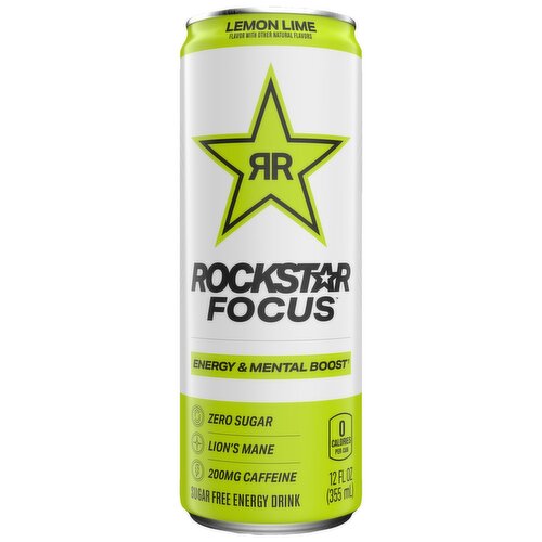 Rockstar Focus Sugar Free Energy Drink Lemon Lime 12 Fl Oz