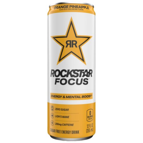 Rockstar Focus Sugar Free Energy Drink Orange Pineapple 12 Fl Oz