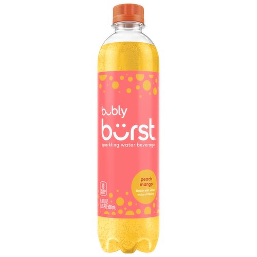 Bubly Burst Sparkling Water Beverage Peach Mango 16.9 Fl Oz