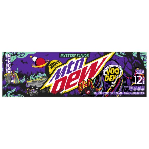 Mtn Dew Voo Dew Soda Mystery Flavor 2024 12 Fl Oz, 12 Count