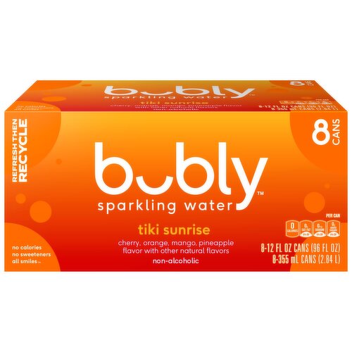 Bubly Sparkling Water Tiki Sunrise 12 Fl Oz x 8 Count