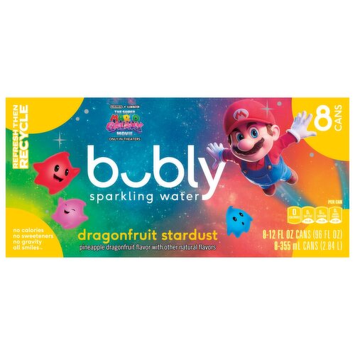 Bubly Sparkling Water Dragonfruit Stardust 12 Fl Oz, 8 Count