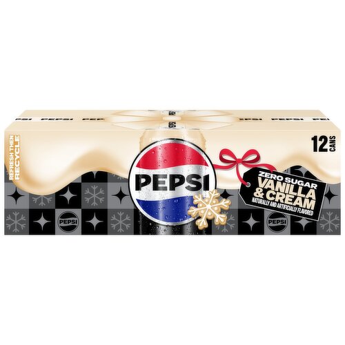 Pepsi Zero Sugar Soda Vanilla & Cream, 12 Fl Oz X 12