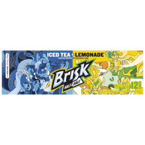 Brisk Half & Half Iced Tea Lemonade, 12 Fl Oz, 12 Count