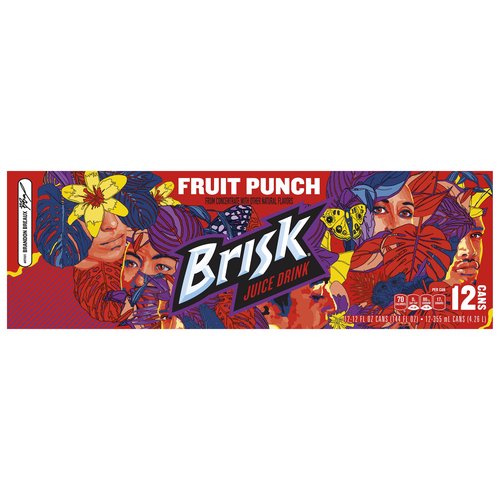 Brisk Fruit Punch Juice - 12 Pack Cans, 144 fl oz