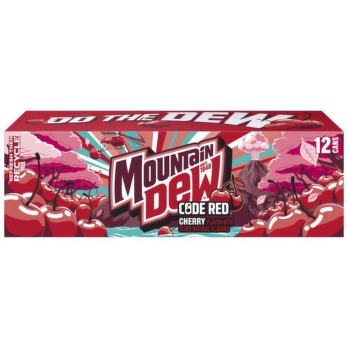 Mtn Dew Code Red Soda DEW With A Rush Of Cherry 12 Fl Oz 12 Count