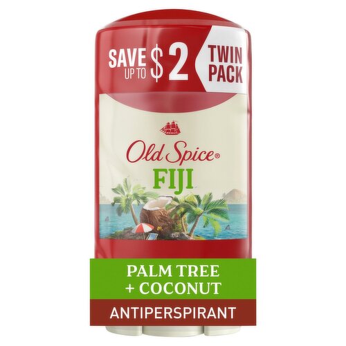 Old Spice Fresher Collection Fiji with Palm Tree Anti-Perspirant & Deodorant, 2.6 oz, 2 count