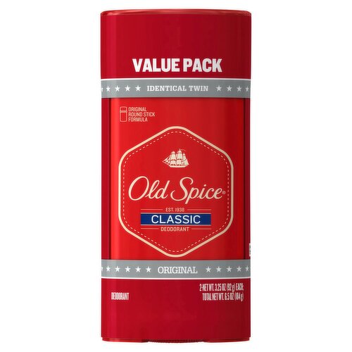 Old Spice Classic Deodorant Twin Pack, 3.25 oz, 2 count