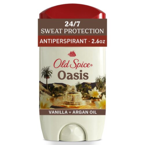 Old Spice Men's Antiperspirant & Deodorant Oasis with Vanilla, 24/7 Sweat Protection, 2.6oz