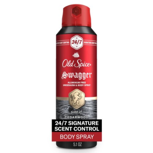 Old Spice Red Collection Deodorant for Men, Swagger Scent, Aluminum Free, Body Spray, 5.1oz