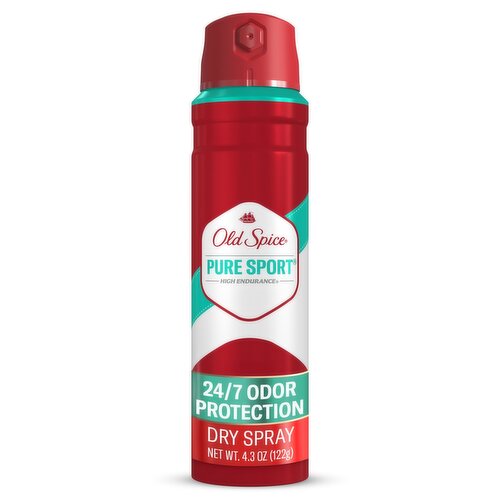 Old Spice Body Spray for Men, Antiperspirant, Pure Sport, 24/7 Sweat & Odor Protection, 4.3 fl oz