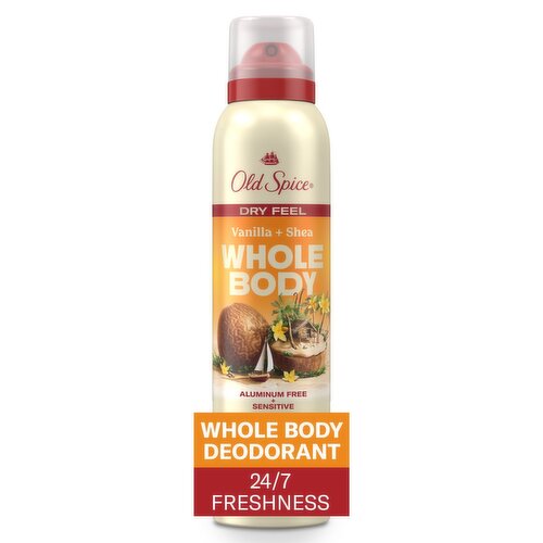 Old Spice Whole Body Deodorant for Men, Vanilla + Shea Aluminum Free Spray for 24/7 Freshness, 3.5oz
