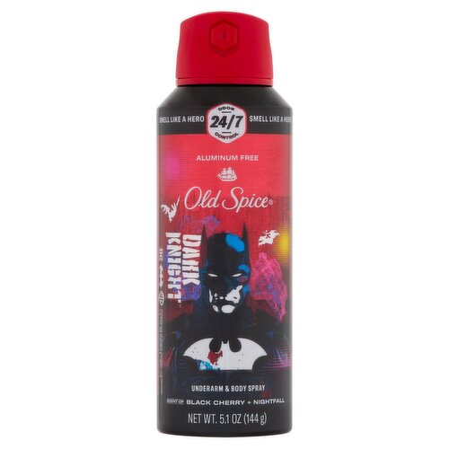 Old Spice Dark Knight Black Cherry + Nightfall Aluminum Free Underarm & Body Spray, 5.1 oz