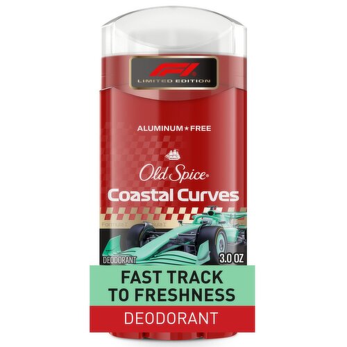 Old Spice Deodorant for Men, F1 Collection, Coastal Curves, Scent of Deep Waters & Downforce 3oz