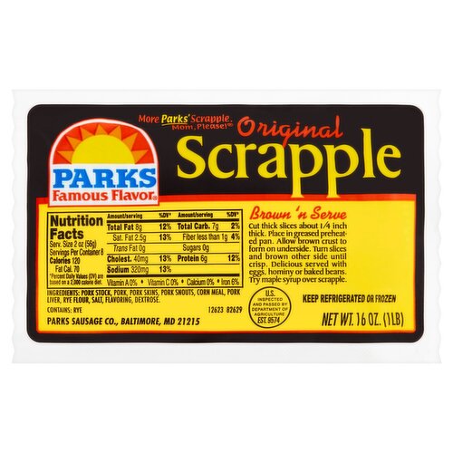 Parks Famous Flavor Original Scrapple, 16 oz