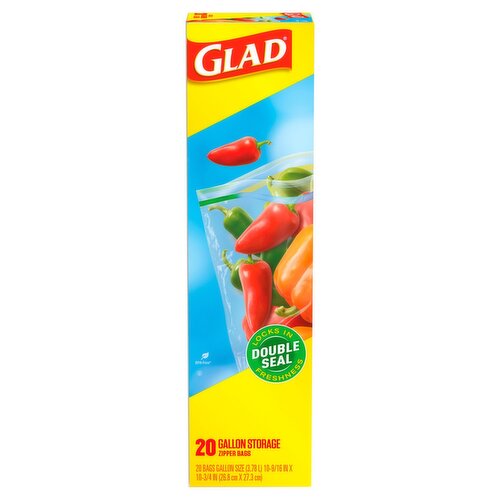 Glad Gallon Storage Zipper Bags, 20 count