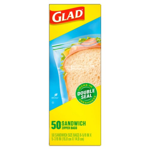 Glad Sandwich Zipper Bags, 50 count