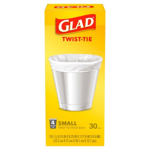 Glad Small Twist-Tie Trash Bags, 30 count