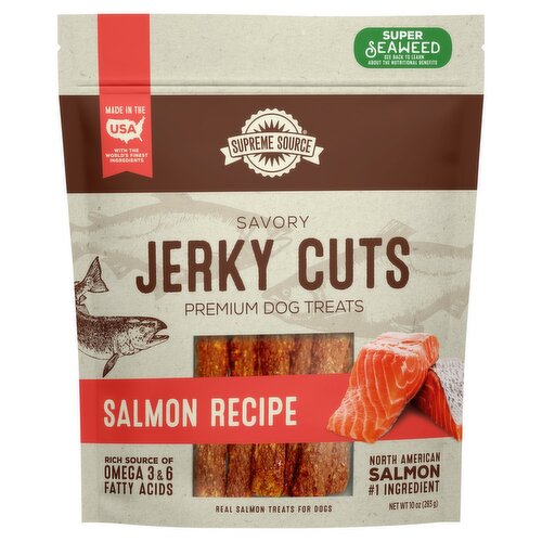 Supreme Source Salmon Recipe Savory Jerky Cuts Premium Dog Treats, 10 oz