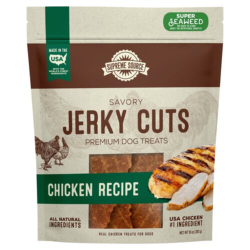 Supreme Source Chicken Recipe Savory Jerky Cuts Premium Dog Treats, 10 oz