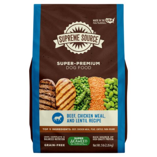 Supreme Source Super-Premium Grain-Free Beef, Chicken Meal, and Lentil Recipe Dog Food, 5 lb