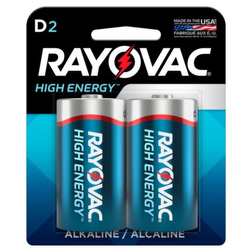 Rayovac High Energy D 1.5V Alkaline Batteries, 2 count