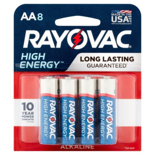 Rayovac High Energy AA 1.5V Alkaline Batteries, 8 count