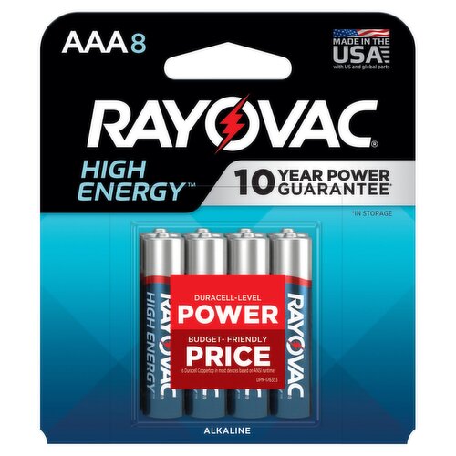 Rayovac High Energy AAA 1.5V Alkaline Batteries, 8 count