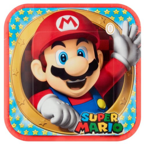 Amscan 9 in x 9 in Super Mario Plates, 8 count