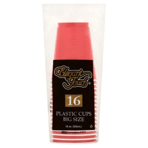 Elegant Touch 18 oz Apple Red Plastic Cups, Big Size, 16 count