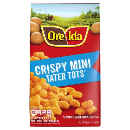 Ore-Ida Crispy Mini Tater Tots Seasoned Shredded Potatoes, 28 oz