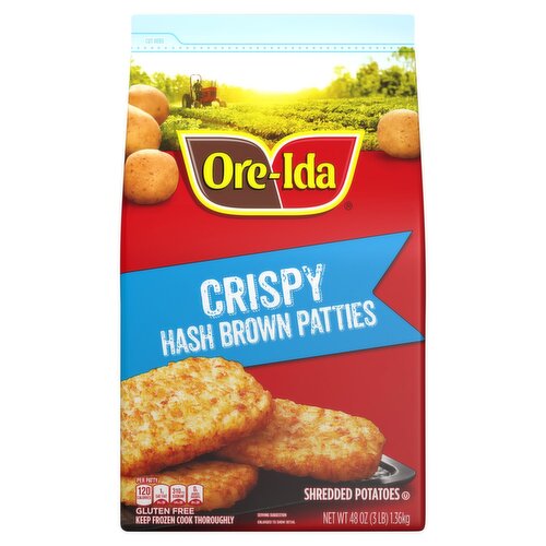 Ore-Ida Crispy Hash Brown Patties Shredded Potatoes, 48 oz