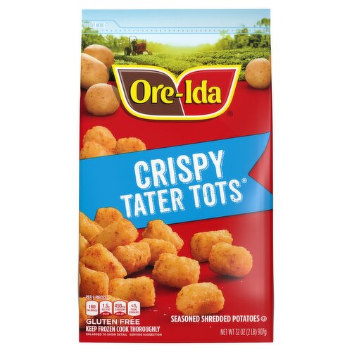 Ore-Ida Crispy Tater Tots Seasoned Shredded Potatoes, 32 oz