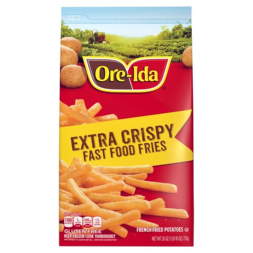 Ore-Ida Extra Crispy Fast Food Fries French Fried Potatoes, 26 oz