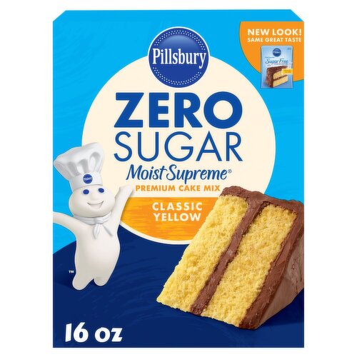 Pillsbury Moist Supreme Zero Sugar Classic Yellow Premium Cake Mix, 16 oz