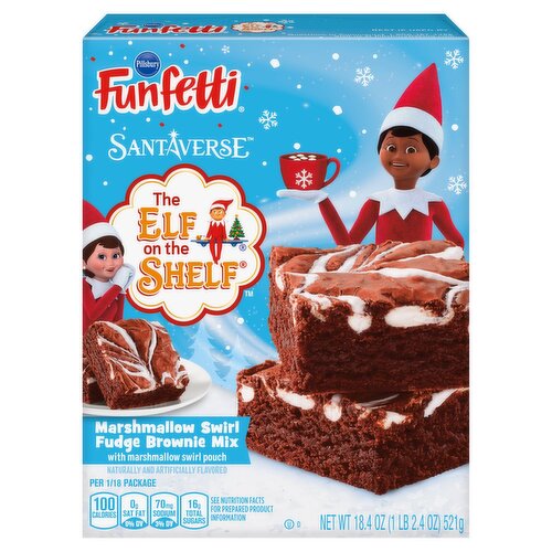 Pillsbury Funfetti Santaverse The Elf on the Shelf Marshmallow Swirl Fudge Brownie Mix, 18.4 oz